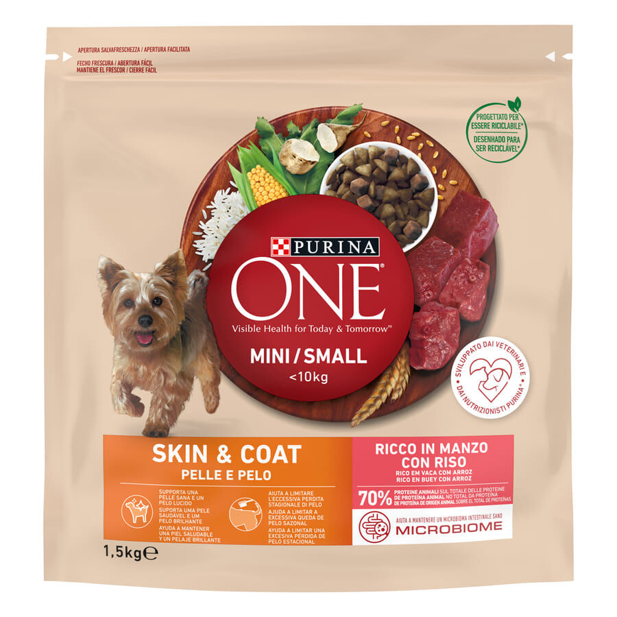 1.5 kg Purina One Mini Pele e Pelagem Boi e Arroz ra&ccedil;&atilde;o para c&atilde;es, , large Imagem n&uacute;mero 1